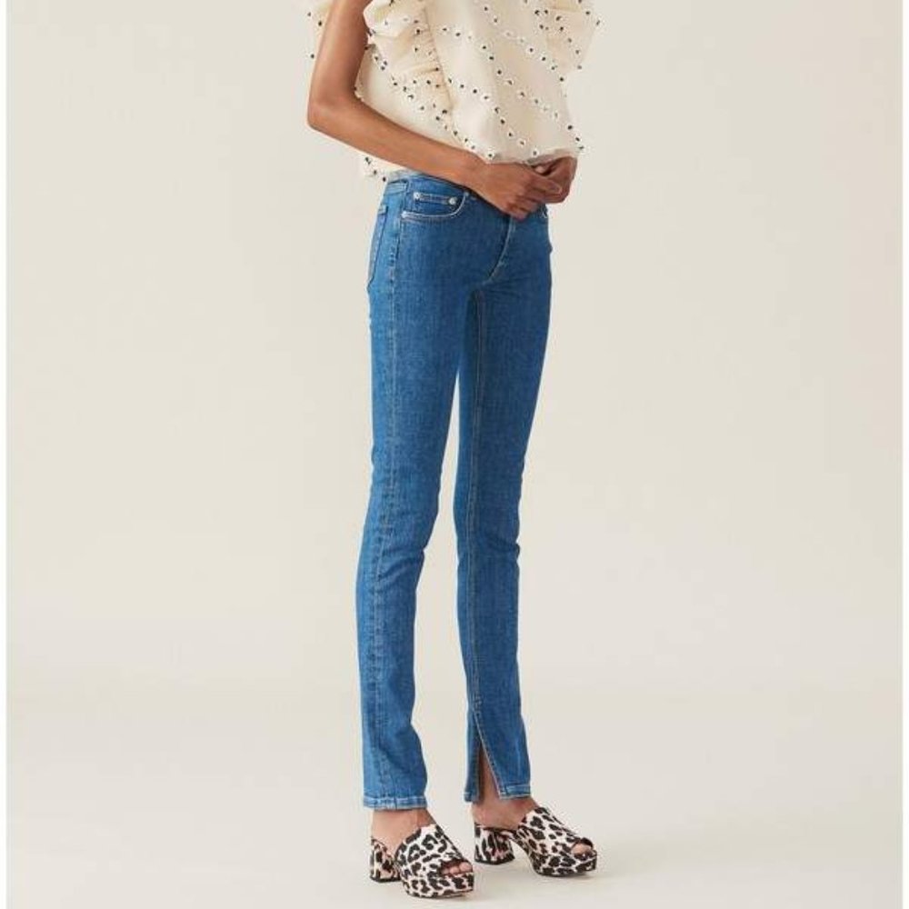 GANNI  STRETCH DENIM SLIM SKINNY SLIT JEANS 26